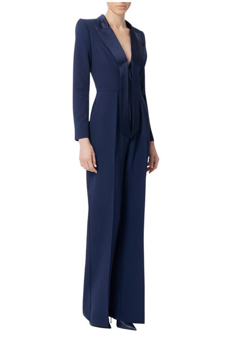 Tuta smoking in crêpe con rever in raso ELISABETTA FRANCHI | Abiti | TU00951E2DC8